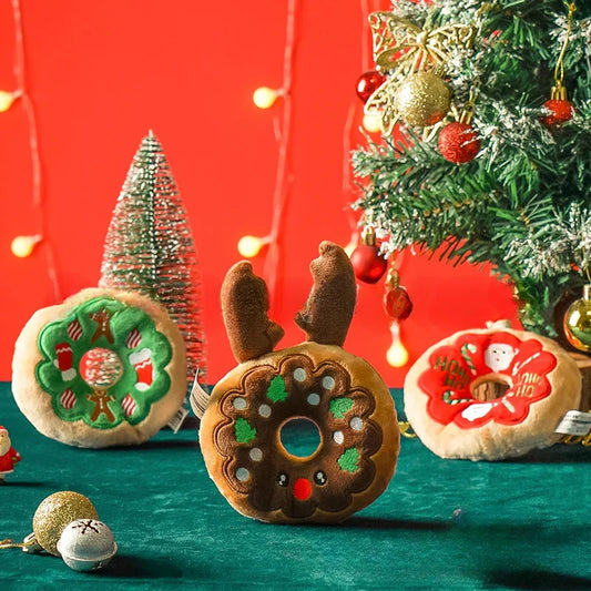 Christmas Themed Donut Dog Toys